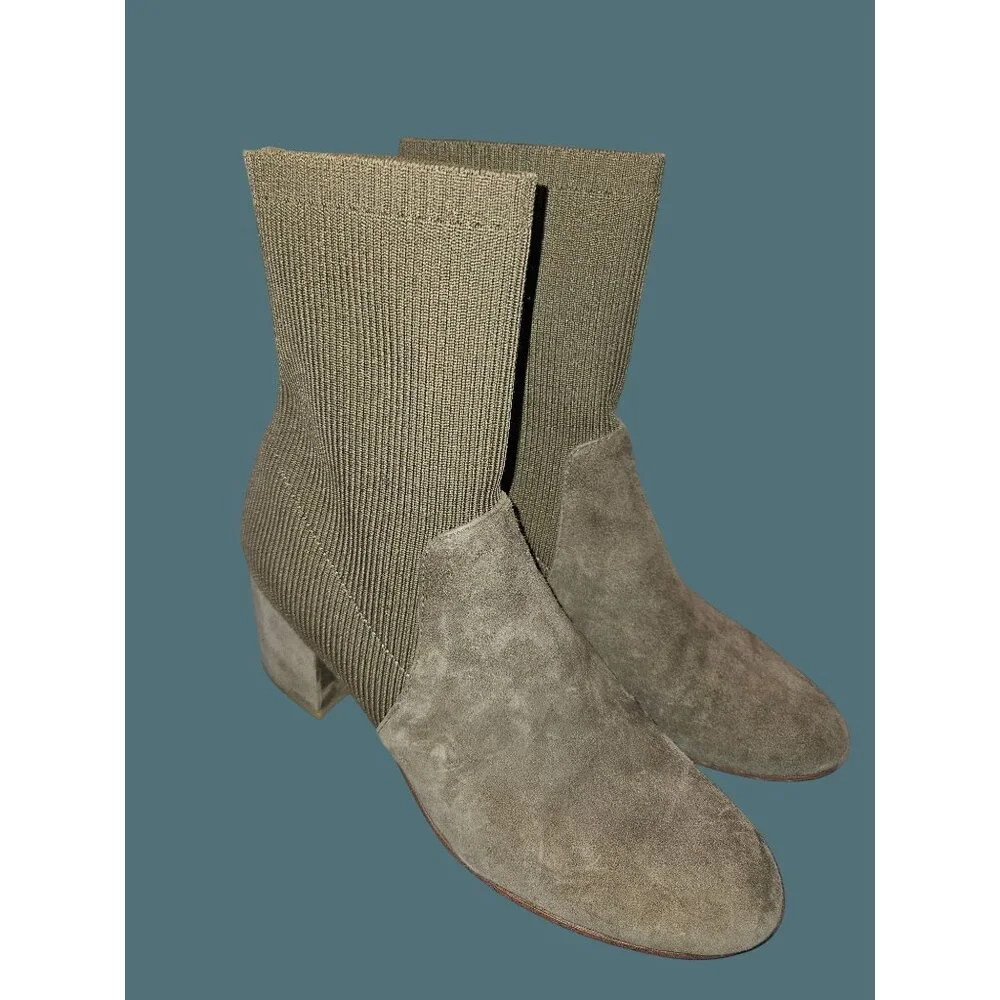 Eileen Fisher Knolls Stretch Suede Sock Knit Ankle Booties Women 8.5 Minimalist